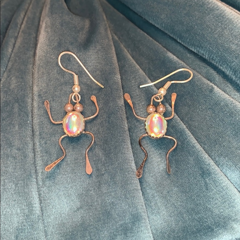 Hanging Iridescent Frog Earrings - Picture 2 of 2